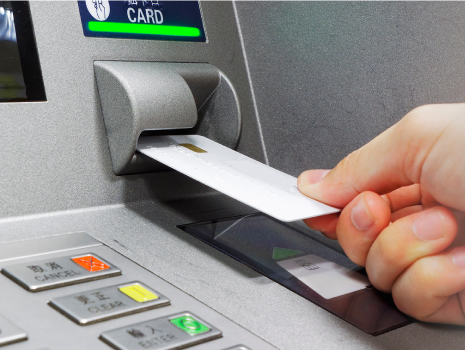 Card being inserted to ATM
